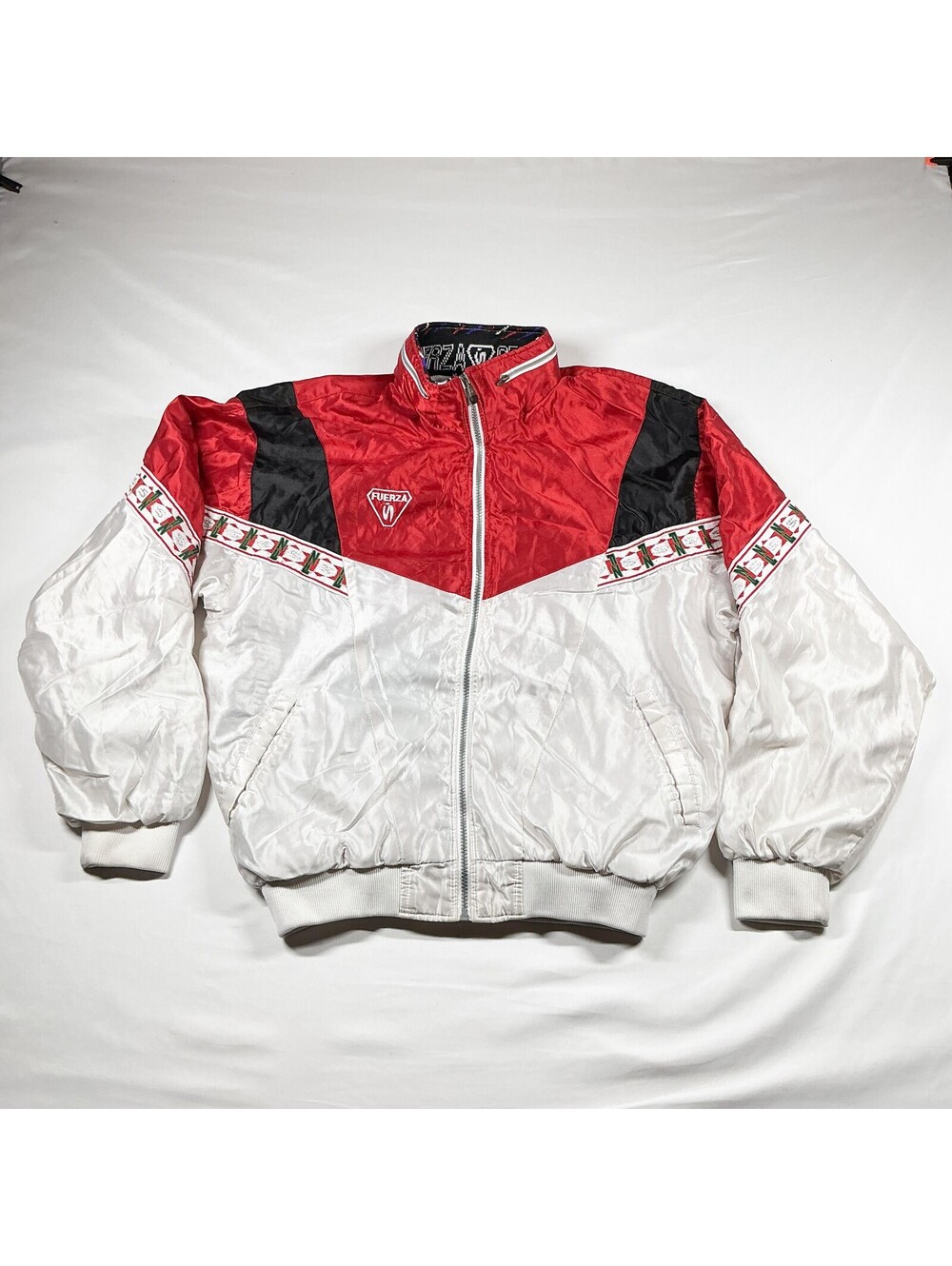 Fuerza Sports Vintage Red White Black Windbreaker Jacket Physical Education XL